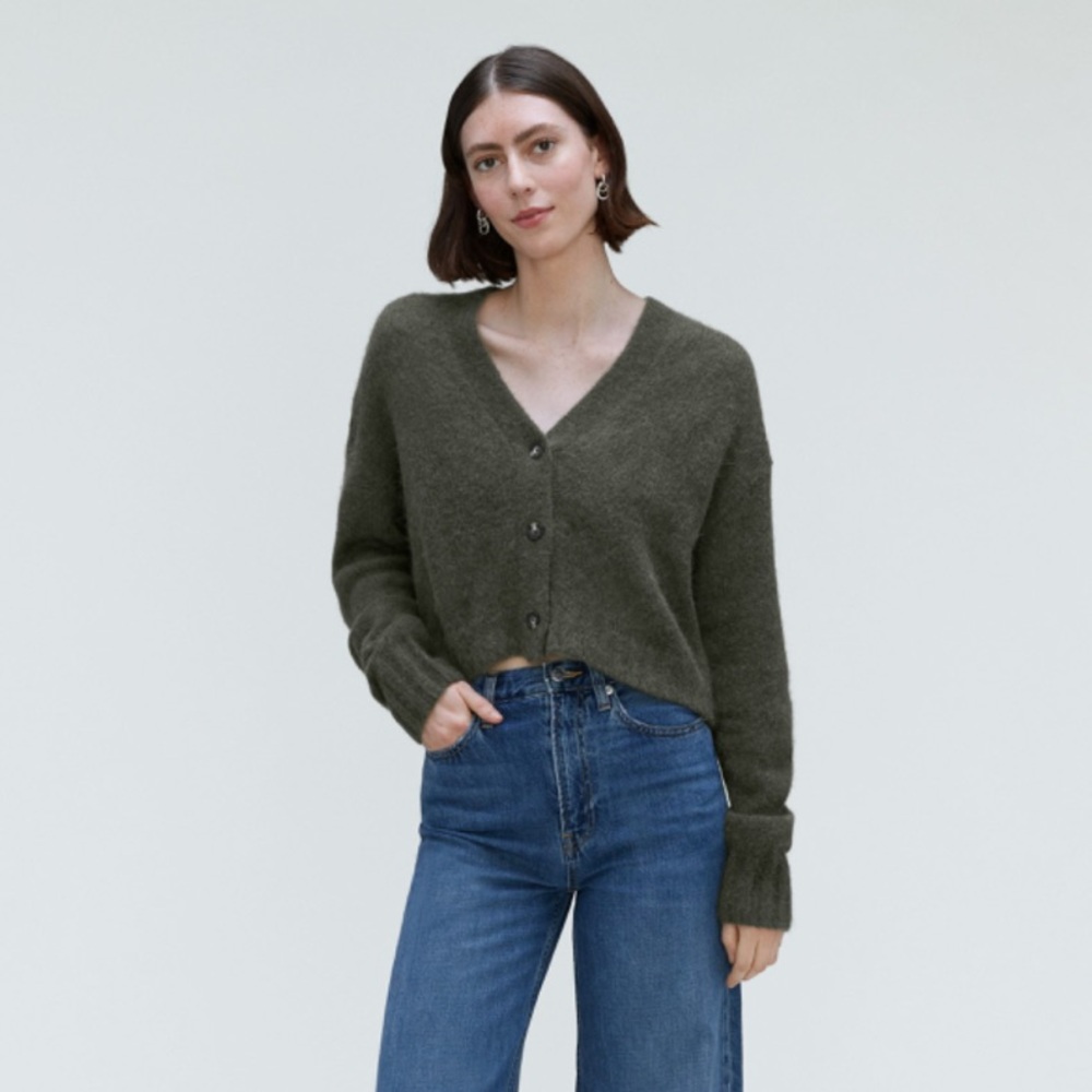 NWT Everlane The Alpaca V-Neck Cropped Cardigan in Kambaba XXS